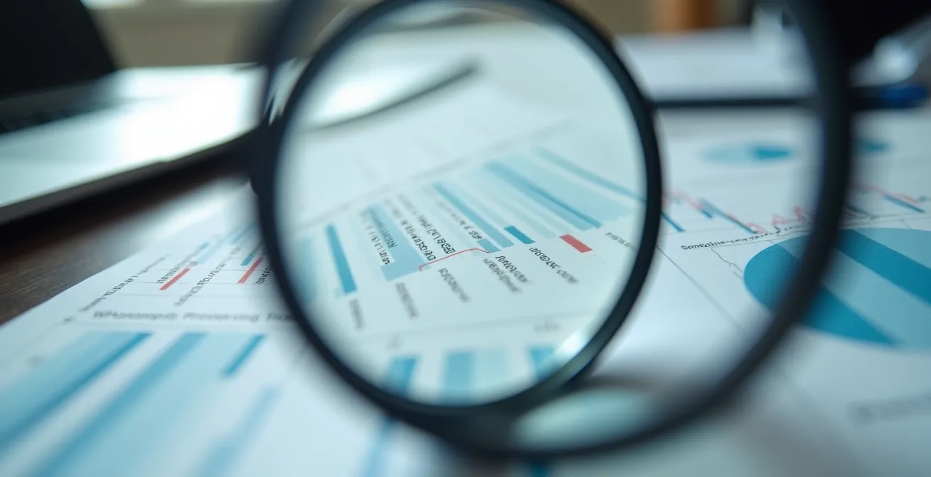 Vue macro de documents financiers avec graphiques de marché immobilier