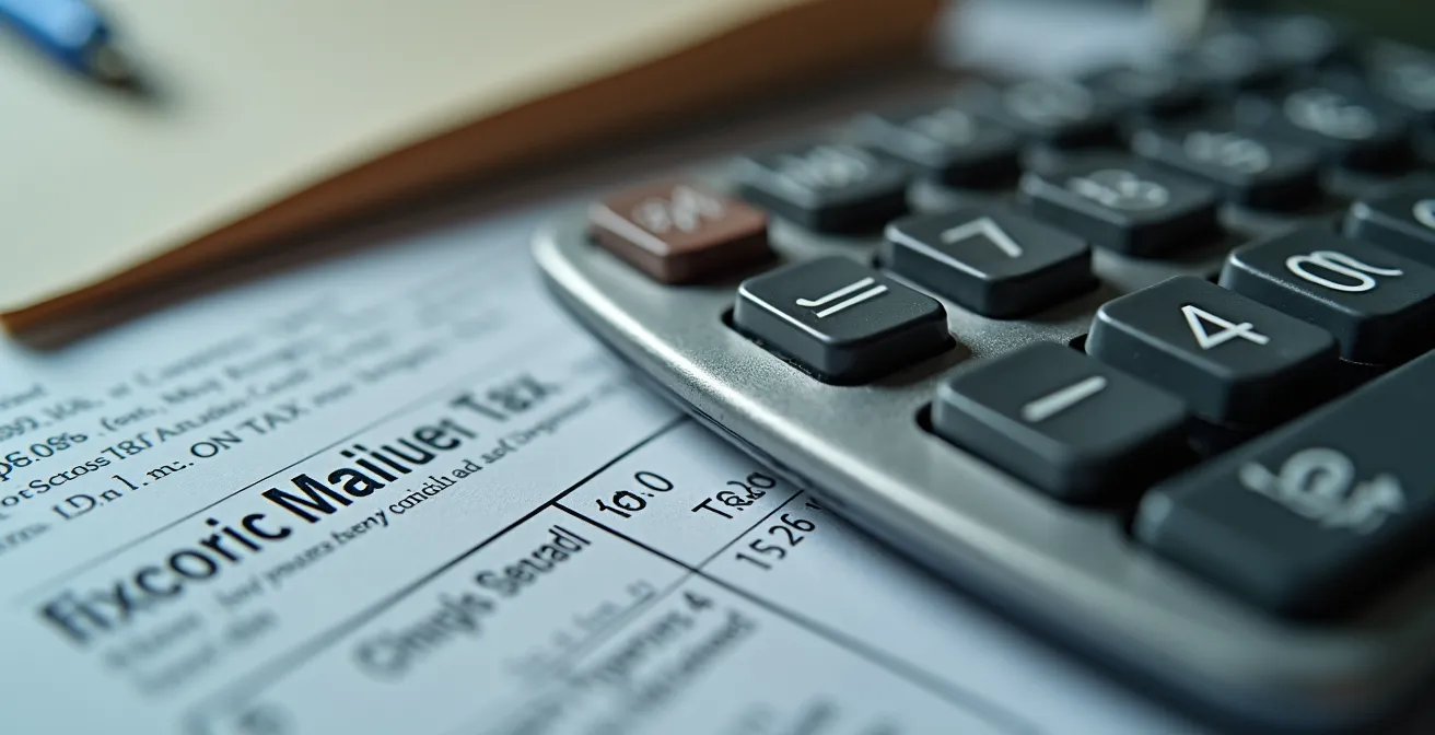 Vue macro de documents fiscaux avec calculatrice professionnelle