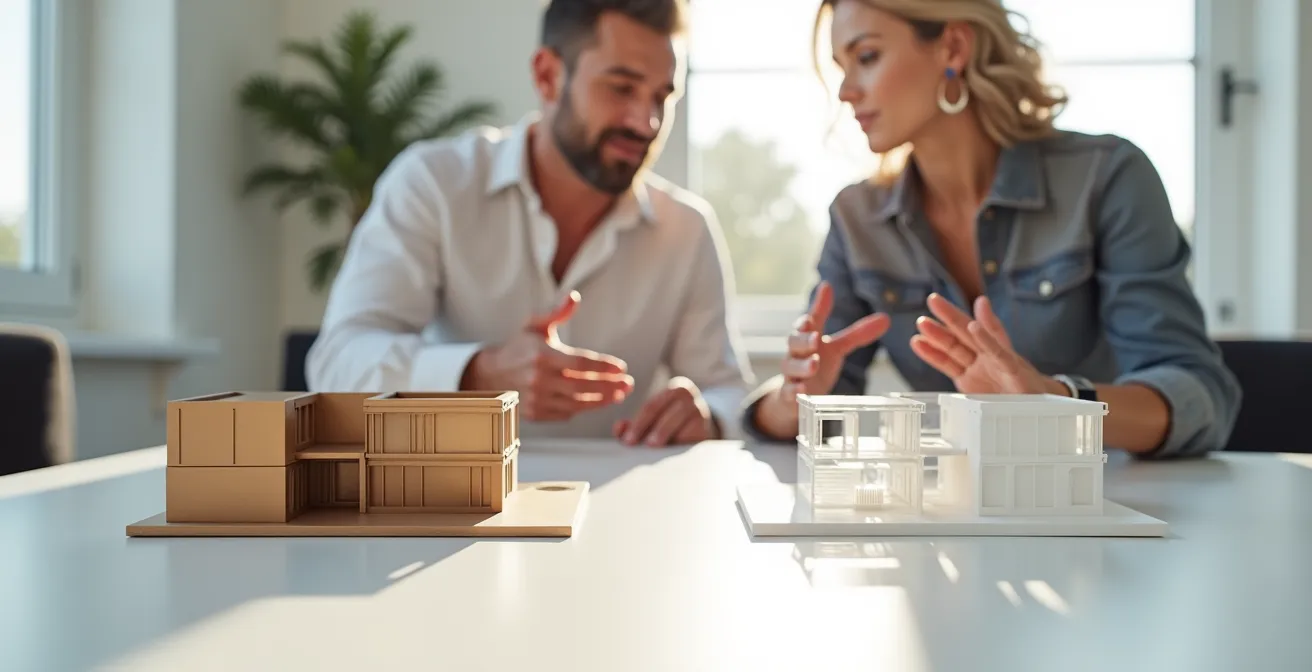 Vue architecturale en coupe d'un immeuble montrant les différents niveaux de propriété