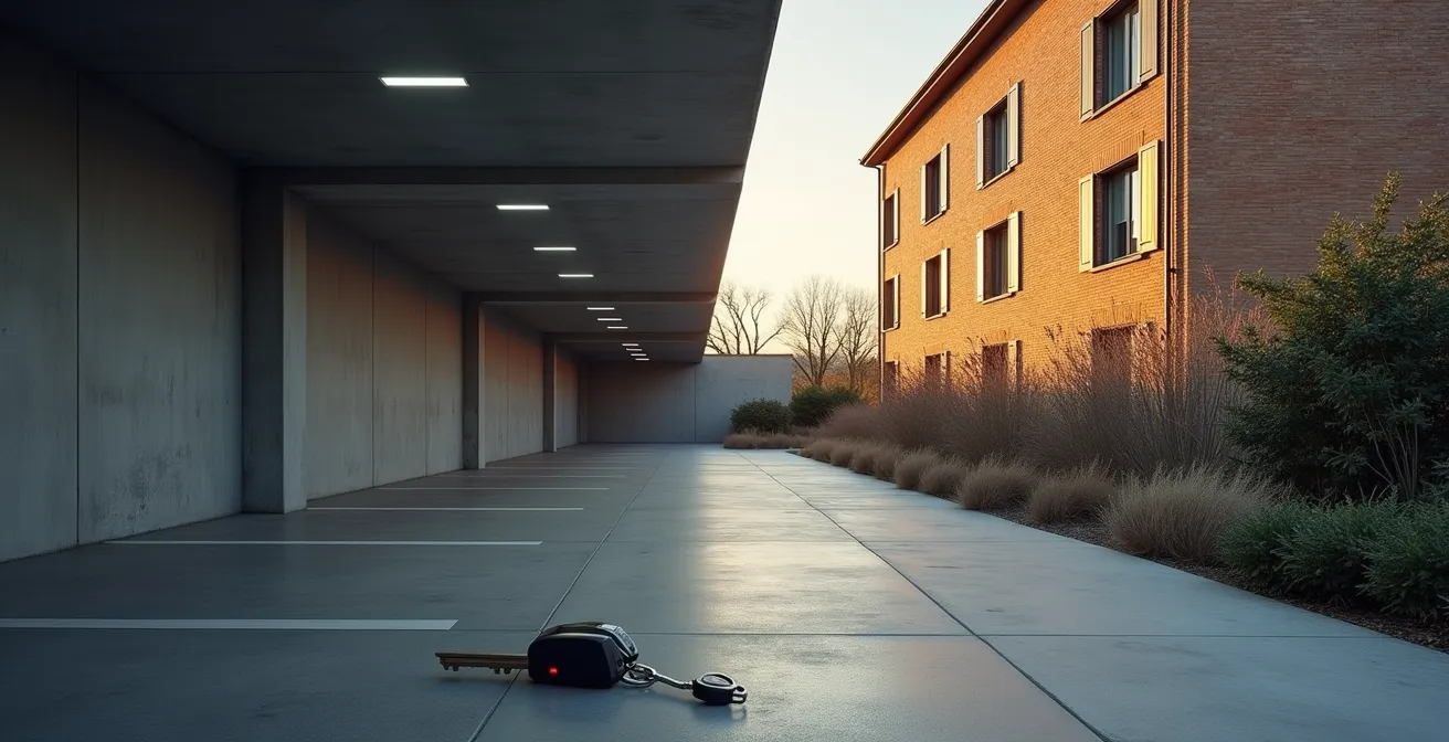 Vue comparative d'un parking moderne et d'un studio en province