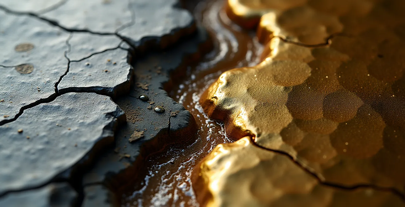 Graphique métaphorique montrant l'impact contrasté des poches immobilières et financières sur la performance d'un OPCI.