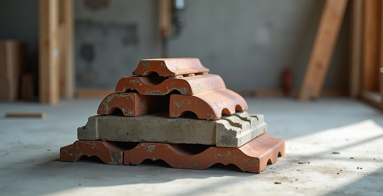 Représentation visuelle de la pyramide des priorités de rénovation avec les éléments structurels à la base