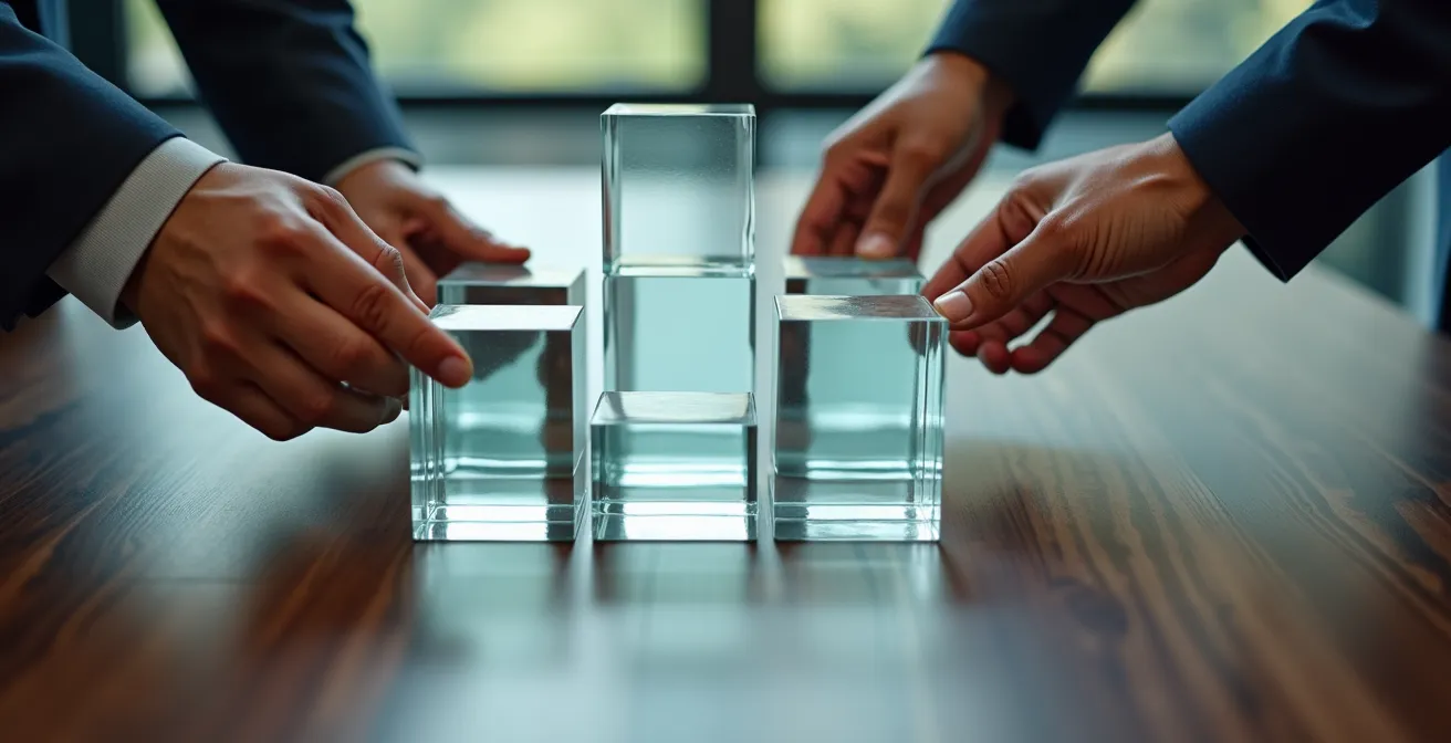 Organigramme abstrait représentant différentes structures juridiques pour l'investissement immobilier à l'étranger