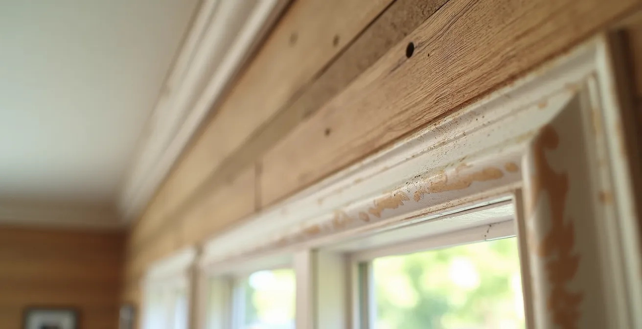 Composition montrant trois prises de vue différentes d'une même pièce : ambiance générale, détail architectural et vue héros